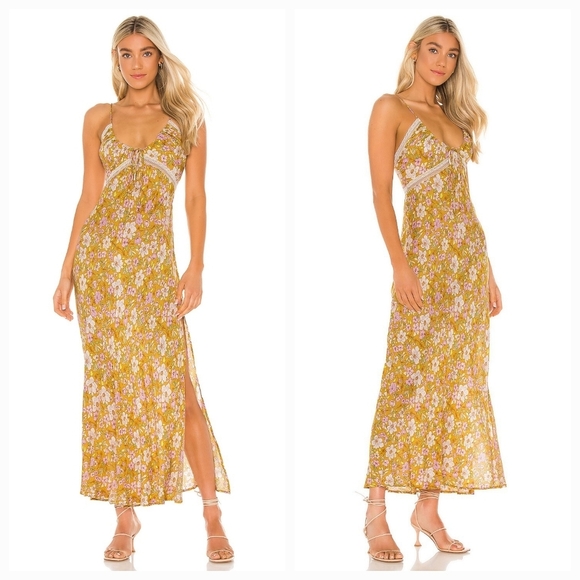 Free People All I Wanted Maxi Slip in Mellow Yellow size M NWT - Picture 2 of 8